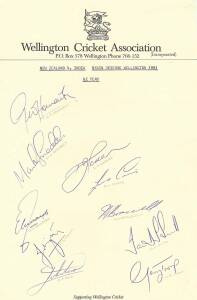 NEW ZEALAND: Team sheets/autograph pages (5) for 1981 v India; 1982 team; 1982-83 team; 1983 tour to Australia; 1983 v England; plus 9 signed photographs.