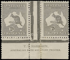 2d Grey, Die IIa, Harrison imprint pair, R unit with "Missing inner frameline left of 'T' of TWO"; BW.8ze: $1850. Perf. reinforcement.