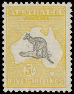 5/- Grey & Yellow with "Fox faced kangaroo"; BW.45(V)s, R38. Fine fresh colour. Cat. $950.