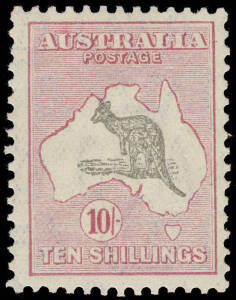 10/- Grey & Pink with "Open mouthed kangaroo"; BW.50(V)r, R55. MVLH, fine and fresh. Cat. $1,450.