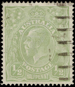 ½d collection on pages, majority used with varieties. ½d green, single wmk (50), ½d green, SINGLE-LINE perf. 14 (1); ½d orange, single wmk (24), Sm. Mult. perf. 13½ (2) & perf. 14 (5), CofA wmk (1). Incl. inverted wmks and perfins. Mixed condition.