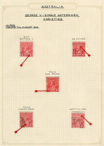 1d study on pages, majority used with varieties. With inverted wmks, shades, perfins and a few multiples. 1d red, single wmk (170+, Die 111 x14), Lge Mult. wmk (11 incl. 3 Cooke shades?); 1d violet (24); 1d green single wmk (65), No wmk (9 incl a punct. O