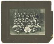 VICTORIA: 1929 team photograph, with title "Victorian Inter State Football Team, Adelaide, Aug. 1929", overall 30x25cm. Fair/Good condition.