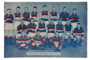 "Footscray Football Team 1934", souvenir desk plaque, made by Signum Speciality Co., ferrous metal back with cardboard stand, size 23x16cm.