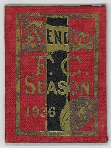 ESSENDON: 1936 Member's Season Ticket, with Fixture List & hole punched for each game attended. Fair/Good condition.