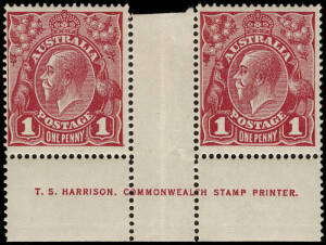 1d Carmine, Harrison one line imprint pair, with "Dash in lower R frame"; BW.71(3)zf, VI/55. Hinged in margin only.