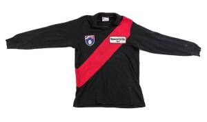 JAMES HIRD'S ESSENDON JUMPER, long sleeves, from c1994-95, with AFL & "Speed Kills/ TAC" badges, and number "5" on reverse. {James Hird won Essendon's best & fairest in both 1994 & 1995}.