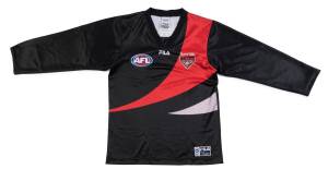 JAMES HIRD'S ESSENDON TRAINING JUMPER, flash design with "Speed kills." logo, and number "5", c1998-99.