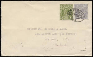 c1928 use of 3d Blue (Die 1) + 1d Green attractively tied by oval "SAN FRANCISCO CAL / FERRY" on cover from Sydney to USA