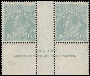 1/4 Greenish Blue, Ash imprint pair. Fine and fresh.