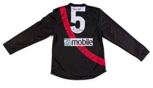 JAMES HIRD'S ESSENDON JUMPER, long sleeves, from 2004 Heritage Round, with narrow stripe, "AFL/ Heritage Round, Rd 18, 2004" & "3" logos, and number "5" on reverse. As new condition, with 14 signatures on reverse including James Hird, Kevin Sheedy, Mark J