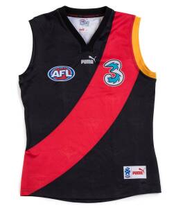 JAMES HIRD'S ESSENDON JUMPER, short sleeves, from 2007 Clash for Cancer match v Melbourne at Telstra Dome, with "AFL" & "3" logos, yellow armband, and number "5" on reverse. {James Hird won Essendon's best & fairest for the 5th time in his last season}.