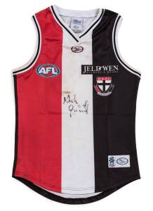 NICK RIEWOLDT'S ST.KILDA JUMPER, match worn from Round 16 2008 v Hawthorn, with number "12" on reverse & signature on front. With St.Kilda FC CoA & photo of Nick wearing jumper & Silk-Miller medal for best on ground.