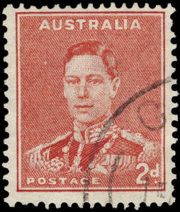 1938 (SG.184b) 2d scarlet KGVI, with variety "Medallion flaw", VFU. BW:188e.