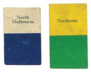 c1933 Australian (Giant Brand) Licorice "Victorian Club Colours", part set [2/24] - North Melbourne (trimmed at top) & Northcote. Fair/VG. Very scarce.