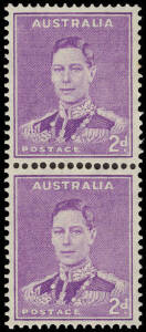 1941 (SG.185a & 185w) 2d Mauve KGVI coil pairs: one pair with wmk upright & one pair with WATERMARK INVERTED. Superb. Cat.£345.