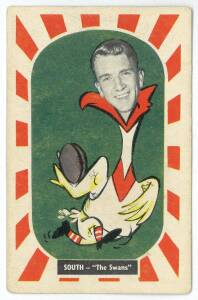 1957 Kornies "Footballer - Mascot Swap Cards" [3/36] - No.17 Kevin Murray (Fitzroy), No.28 Jim Taylor (South Melb) & No.31 Brian Gleeson (St.Kilda). Fair/VG.