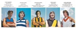 1974 Dinkum Pies "Footballer of the Week", complete set [10], Peter McKenna with mark on front. Mainly G/VG. Scarce set.