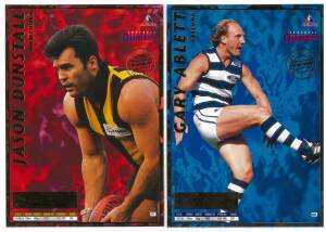 1995 Bewick "Football Quarters" uncut signatures cards [6] - Jason Dunstall, Gavin Wanganeen, Wayne Carey, Gavin Brown, Greg Williams & Stewart Loewe; plus uncut case cards [3] - Gary Ablett, Garry Hocking & Stephen Kernahan. G/VG.