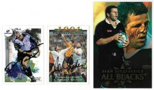Signed RU cards - John Eales, Phil Waugh & Sean Fitzpatrick. G/VG. (3 items).