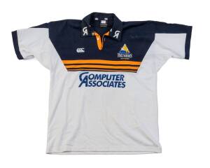 STEPHEN LARKHAM: Brumbies jersey with number "5" on reverse, given by Stephen Larkham to James Hird. Ex James Hird collection.