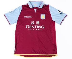 CHRISTIAN BENTEKE, match-worn Aston Villa home shirt, number "20", from 2012-13 season.