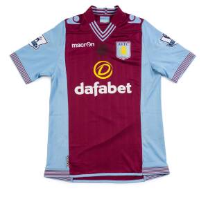 FABIAN DELPH, match-worn Aston Villa shirt, number "16", home shirt worn against West Ham 8.2.014. With CoA.