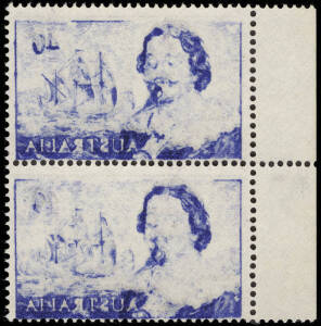 1966-72 (SG.398) 40c Tasman, L marginal vertical pair with a strong offset on the reverse.