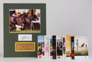 1998 Melbourne Cup display with photo of Jezabeel & signature of Chris Munce; plus racebooks (9 - one signed by Craig Williams).