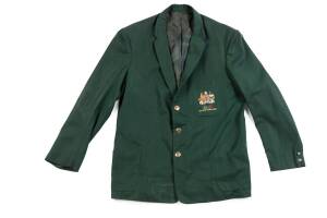 WARWICK SELVEY'S 1960 ROME OLYMPICS BLAZER, green nylon, with beautiful embroidered pocket "(Australian Coat-of-Arms)/ (Olympic rings)/Olympic Games 1960", made by David Lack of Melbourne, label endorsed "W.P.Selvey". Fine condition. [Dr.Warwick Selvey co