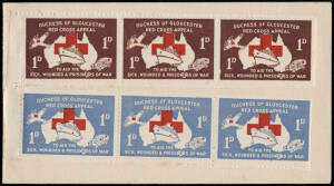 Range on annotated pages incl. a 1910 Hobart Homoeopathic Hospital Christmas label, 1938 Appeal label showing Simpson & his donkey as a single & on cover, Lady Gowrie labels incl. a ½ sheet of 30, 1943 Miss Red Cross publicity labels, 1945 Duchess of Glou