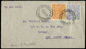 10 Mar.1924 (AAMC.69a) Broome - Geraldton cover, flown by WAA and endorsed "By Air Mail". Cat.$450.