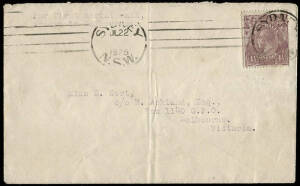 21-22 July 1925 (AAMC.82) Sydney - Melbourne, cover flown by Australian Aerial Services Ltd inaugural flight. Cat.$300. With 4½d Violet KGV single franking.