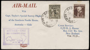 14 Mar.1951 (AAMC.1271b) Sydney - NZ via FIJI flown cover, inscribed 'AIR-MAIL via Capt. Taylor's Special Survey Flight of the Southern Pacific Route. Australia - Chile', with cachet in violet & SUVA cds on reverse.