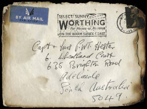 8 Apr.1968 (AAMC.1622a) charred cover England - South Australia, recovered from the Boeing 707 which crashed at Heathrow Airport shortly after take off. Together with an explanatory letter from the PMG's Dept. Adelaide.