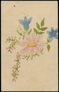 1d postal card (H&G.30) Record Reign issue, unaddressed example illustrated with hand-painted spray of flowers.