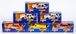 CORGI: Group of Including Opel Manta 400 (102); And, Toyota (C105); And, Porsche 956 (C100). All mint in original cardboard packaging. (17 items)