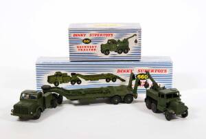 DINKY: 1950s Pair of Military Vehicles Including Tank Transporter (660); And, Recovery Tractor (661). All vehicles mint in original blue and white striped lift off box. (2 items)