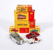 DINKY: 1960s Group of Model Cars Including M.G.B Sports Car (113) – White; And, Rolls Royce Phantom V (198)- Cream Lower Body with Light Green Roof; And, Ford Capri (143) -Turquoise with White Roof. All mint in original yellow cardboard boxes. (5 items) 