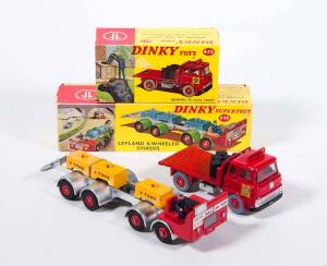 DINKY: 1960s Pair of Transport Trucks Consisting of Bedford TK Coal Lorry (425); And, Leyland 8 Wheeled Chassis (936). All mint in original yellow lift off pictured box with original instructions and loading equipment. (2 items)   
