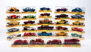 DINKY: Early 1970s Group of Model Cars Including Mercedes Benz 600 Pullman (128) – Metallic Red; And, Rolls-Royce Silver Cloud MK III (127) -Gold; And, Aston Martin DB6 (153) – Powder Blue. All mint in original clear rigid perspex case, Slight damage to s