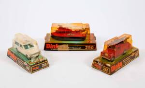 DINKY: 1970s Group of Emergency and Rescue Vehicles Including SRN 6 Hovercraft (290); And, Range Rover Ambulance (268); And, Land Rover Fire Appliance (282). All vehicles mint in original bubble packs. Slight damage to the plastic on some of the bubble pa