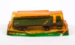 DINKY: 1970s Lucas Oil Tanker Promotional Model. Mint in original bubble packs. Damage to the plastic on the bubble pack.