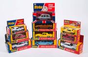 DINKY: Late 1970s Group of Model Cars Including Volvo 265 DL Estate (122) &ndash; Blue; And, Princess 2200HL Saloon (123) &ndash; Brown; And, Plymouth Yellow Cab (278). All cars mint, in original cardboard window boxes. Slight damage to some of the windowed boxes. Du