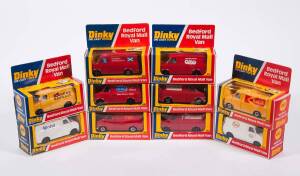 DINKY: Late 1970s Group of Bedford Royal Mail Vans (410) Including Bedford ‘Kodak’ Van (410); And, Bedford ‘DFDS Seaways’ Van (410); And, Bedford ‘Mobil’ Van (410). Mint in original cardboard window boxes. Duplications present however slight variations ex