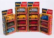 DINKY: Late 1970s Group of Bedford AA Vans (412) Including Bedford &lsquo;Martini&rsquo; Van (412); And, Bedford &lsquo;KLG Spark Plugs&rsquo; Van (412); And, Bedford &lsquo;1 Whitbread&rsquo; Van (410). Mint in original cardboard window boxes, slight damage to one of the boxes. Duplication