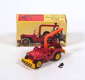 FRENCH DINKY: Late 1960s to Early 1970s Breakdown Jeep (1412) – Red. Near mint, with Damage to the Plastic Rear Tow Cable. In original yellow cardboard pictured boxes. 