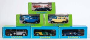 ELICOR: 1:43 Group of Model Cars Including Triumph TR5 1968 ‘Coupe Des Alpes’ (1135); And, Ford V* 1932 Berline Tudor (1205); And, Ford V8 Camionnetter 1934 His Masters Voice (1092). All mint in original display case. (29 items)