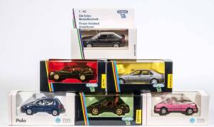 SCHABAK: 1:43 Group of Model Cars Including VW Gold Variant (1009); And, Porsche Carrera 2 Cabrio (1110); And, Mercedes 600 SEL (1260). All mint in original cardboard packaging. (40 items approx.)