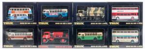 TRUX: 1:76 & 1:50 Group of 'Aussie Big Rigs & Busses' Models Including 1940’s Chevrolet Blitz Wagon Fire Fighting Tanker (FOF1); And, WW2 Chevrolet Blitz Military Wagon (TX8B); And, 1961 Leyland Atlantean PDR1/1 Double Decker Bus (TX10). All mint in origi